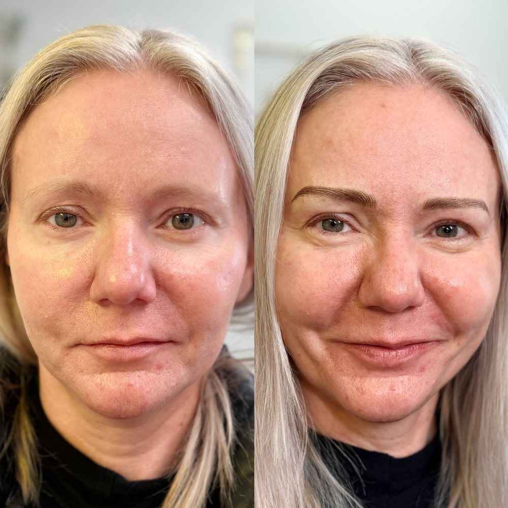 Nano hairstroke brows before and after, Sarasota FL